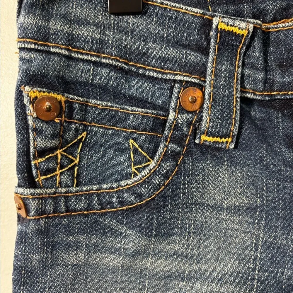 True Religion Kids Skinny Dark Wash Jeans size 7 Logo Horseshoe EUC